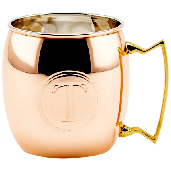 Old Dutch International Solid Moscow Mule Mug, 16-Ounce, Monogrammed T, Copper