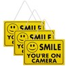 3 x CCTV Sign Yellow Smile You're on Camera High