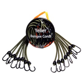 YELIER Bungee Cord Green Polyester, 5/16" * 40" * 8 pcs, Heavy Duty Bungee Cord with Hooks, Multifunctional Bungee Cord with Hooks. Polyester Threads.