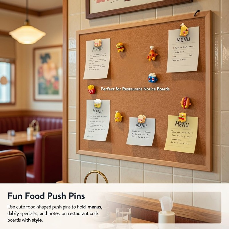 WINFA 24 Pack Cute Food Push Pins for Cork Board,