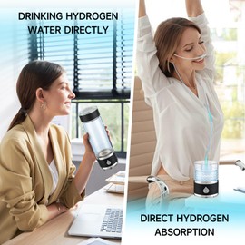Hydrohealth Hydrogen Water Bottle Generator, Portable and Rechargeable Hydro Health Hydrogen Water Bottle with SPE Pem Technology Water Ionizer Generates Pure Hydrogen Rich Concentration