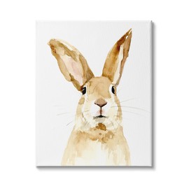Stupell Industries Bunny Rabbit Watercolor Portrait Wild Forest Animal, Design by Victoria Barnes Canvas Wall Art, 16 x 20, White