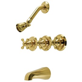 Kingston Brass KB237AX Victorian Three-Handle Tub and Shower Faucet, 72 x 8 x 7.38, Brushed Brass