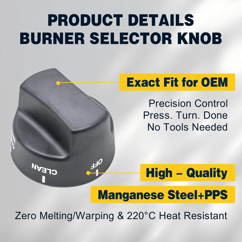 Cosamatcozon PA010080 Upgraded Burner Selector Knob (Black) - Compatible with