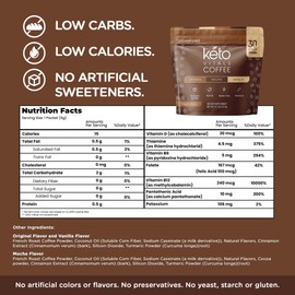 Keto Vitals Instant Keto Coffee Powder - Low-Calorie Unsweetened Instant Coffee Packets, Single Serve - Keto Coffee Instant Mix in Original, Vanilla, & Mocha Flavors - 30 Count