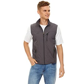 Mens Lightweight Vest Casual Softshell With Pockets Windproof Jacket For Sport Golf Work GY-XL