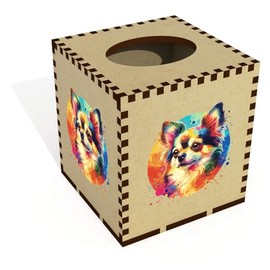 Square 'Chihuahua' Wooden Tissue Box Cover (TB00061303)
