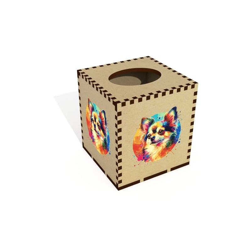 Square 'Chihuahua' Wooden Tissue Box Cover (TB00061303)