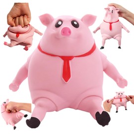 Pink Porky Splash Toy - Cute Pig Squeeze Toy for Stress Relief (7.8x7.8IN) - Novelty Animal Stress Toy for Kids and Adults - Splat Pig Sensory Fidget, Ideal for Autism