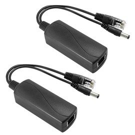 JacobsParts 48V to 12V 2A PoE Splitter Adapter IEEE 802.3af Compliant for Surveillance Security Camera, VoIP Phone, WAP, IP Cameras, Wireless AP (2-Pack)