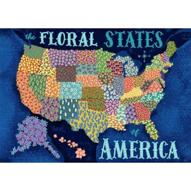 Buffalo Games - Zirkus Design LLC - The Floral States of America - 300 Piece Jigsaw Puzzle for Adults -Challenging Puzzle Perfect for Game Nights - Finished Size is 21.25 x 15.00