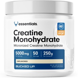 Bucked Up - Monohidrato de creatina micronizada pura para mujeres y hombres - Fácil de mezclar y sin sabor - 5 g por porción - 50 porciones - 250 gram