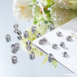 PH PandaHall 20 Pcs 6x3mm Flat Round 316 Stainless Steel Crystal Rondelle Rhinestone Spacer Beads for Jewelry Making, Stainless Steel Color