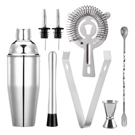 Cocktail Set - Edelstahl Cocktail Shaker - Coktailmixset 750 ML - Cocktail zubehör mit Shaker, doppel messbecher, löffelfür Familien, Bars, Partys, Zuhause
