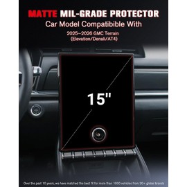 ASZSK For 2025~2026 GMC Terrain (Elevation/Denali/AT4) 15 Inch Matte Screen Protector - [No More Glare& Fingerprint] - Mil-Grade 9H+ Tempered Glass - Touchscreen *1