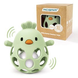 MCGMITT Baby Teething Toys for 3-6 Months, Easy Grasp Silicone Infant Rattle Teether Toy for 0-12 Months, BPA-Free Food Grade Baby Montessori Sensory Toys, Soft Infant Chew Toys for Teething Relief