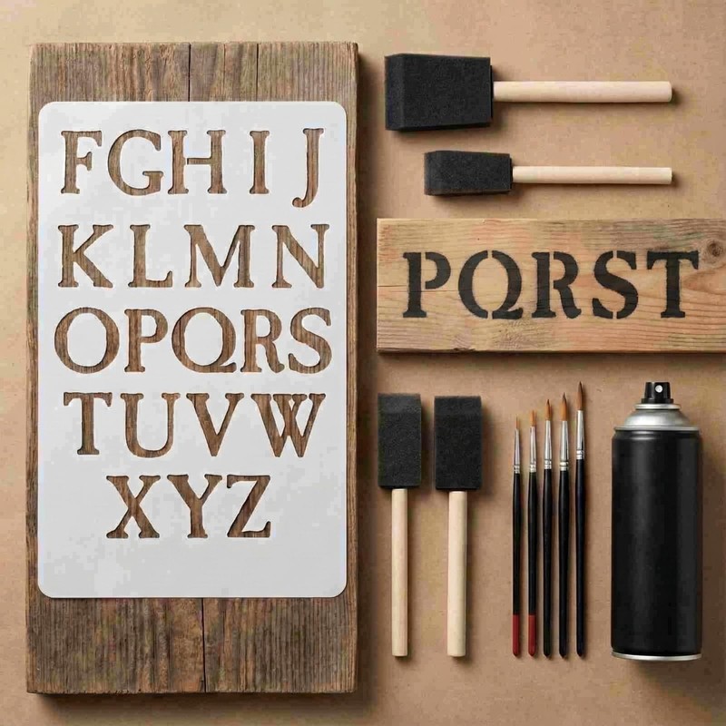 20 Pack Reusable Letter & Number Stencils, 20 Fonts for