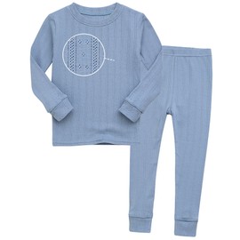 Vaenait Infant Toddler Girls Boys Jacquard Fabric Pajamas Set Hole Punching Powderblue S