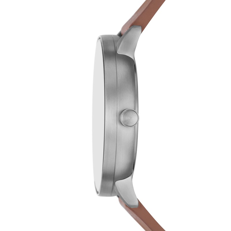 RIIS Three-Hand Medium Brown Leather Watch