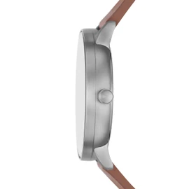 RIIS Three-Hand Medium Brown Leather Watch