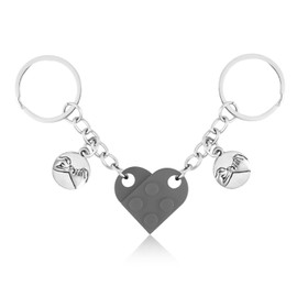 XIHIRCD Matching Brick Heart Keychain for Couples, Custom Couple Key Chain Pinky Promise Pendant Cute Couple & Friendship Gifts for Boyfriend Girlfriend Friend Couples(Gray)