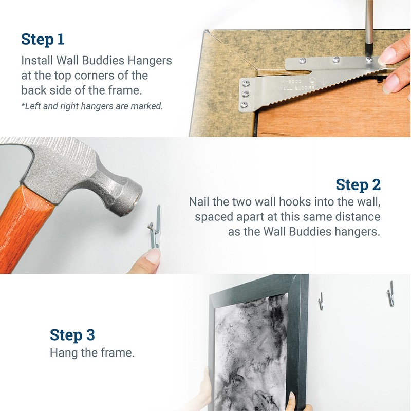 Wall Buddies Large Hanger for Wood Picture Frames - Supports