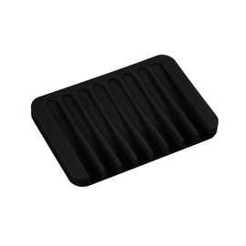Self Draining Soap Dish for Shower, Silicone Soap Dish for Kitchen Sink, Bathroom Sink (1, Black, S(3.1"×4.5"))