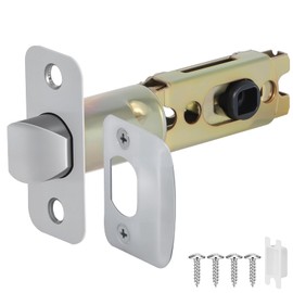 1 Pack Nickel Door Latch Replacement, 8mm Big Spindle Hole, 45°Turning Angle, 2-3/8'' or 2-3/4'' Backset Door Deadlatch, Stainless Steel Round Corner Door Lock Replacement Parts