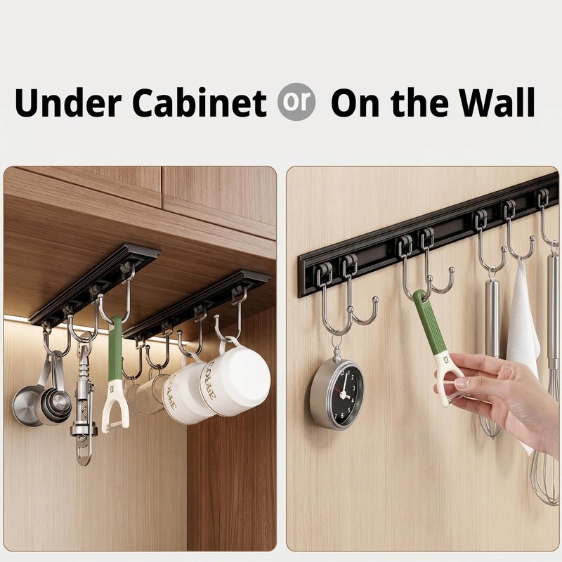 Cociat 2PCS Utensil Racks with 8 Hooks 17 Inch Kitchen