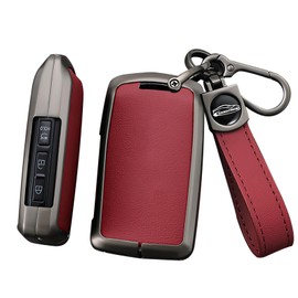 ontto Alloy Leather Remote Key Fob Cover Fit for Mazda 2 3 6 Sedan Wagon CX-8 CX-5 CX-30 CX-3 MX-30 CX-60 2/3 buttons Key Shell case keyring Key holder bag keychian protection accessories Red B