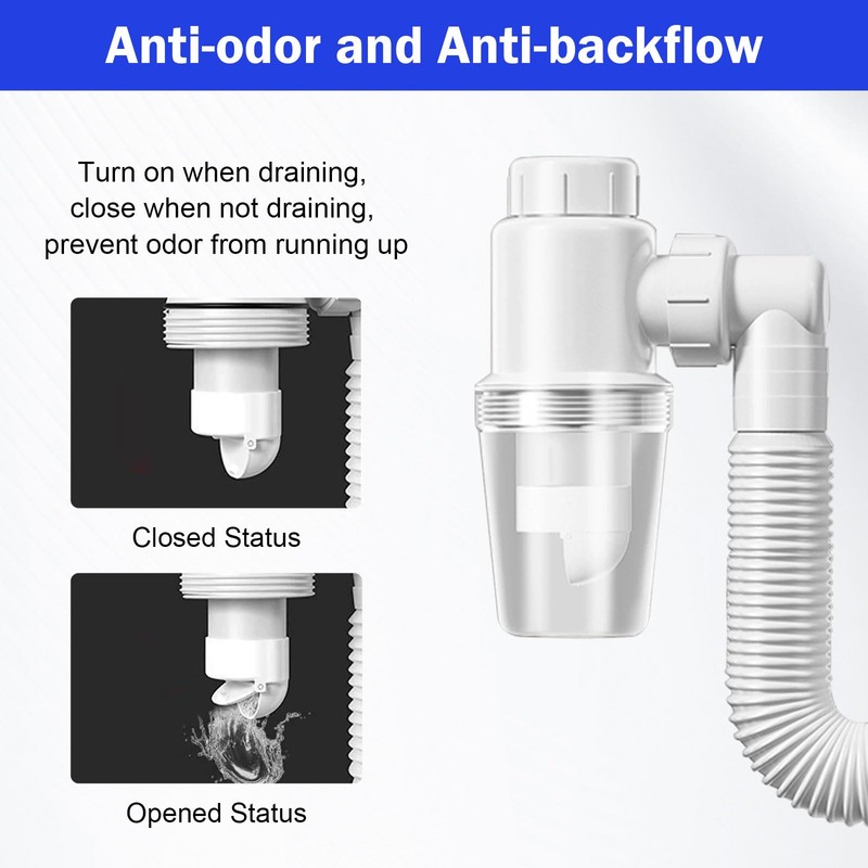 Space-Saving Siphon, Flexible Drain Hose, Flexible Siphon, 1 1/4 Inch
