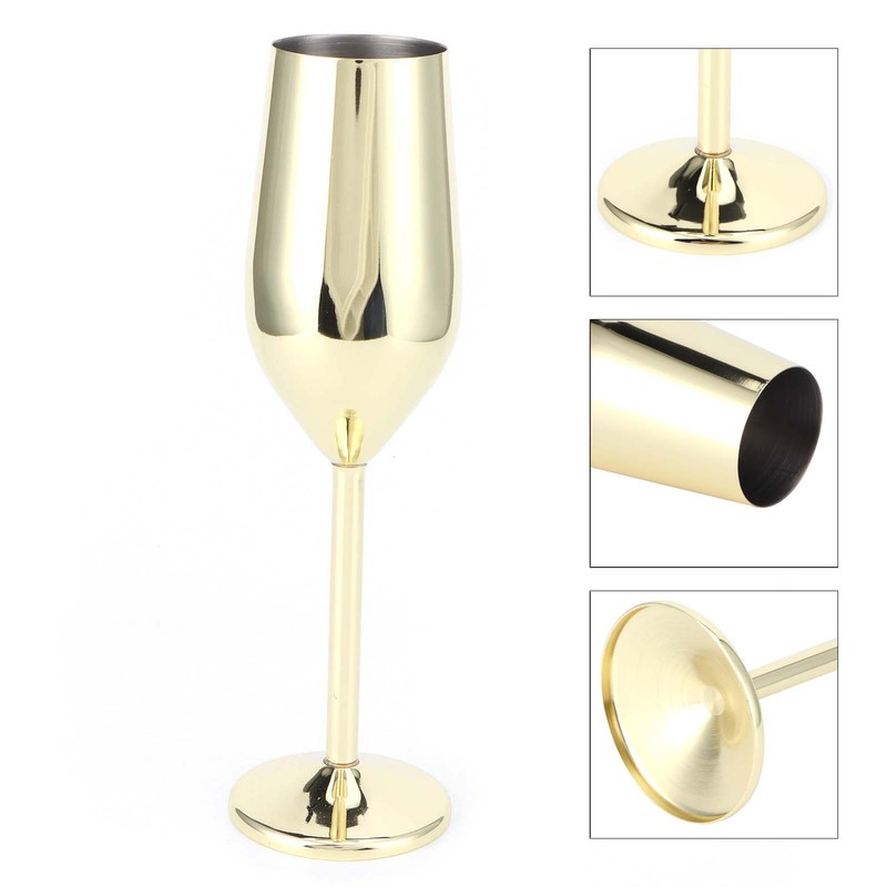 200ml Goblet Stainless Steel Champagne Glass Drinking Cup for Bar/Party