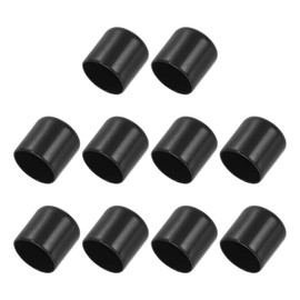 PATIKIL 25MM Vinyl Rubber End Caps, 10 Pack Flexible Bolt Screw Covers Caps Round Thread Protector Caps for Metal Tubing Rod Bolts, Black