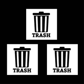 XTRAYXRAY Trash Recycle Compost Stickers Set of 3 Recycle Sticker Vinyl Decal for Recycle Bin, Compost Bin, Trash Can Symbol to Organize Garbage containers Trash Can (Trash White, 5x5inch)
