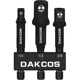 DAKCOS Socket Adapter Hexagonal to 1/4 Inch 3/8 Inch 1/2 Inch Square Made of CR-MO, Bit Holder