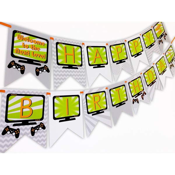 POP parties Gaming Party Happy Birthday Banner