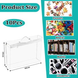 KNGNGK 10 Pcs Toy Storage Bags Clear PVC Toy Storage Bags Waterproof Toy Organizing Bags Zipper Toy Storage Bags Clear Toiletry Bags with Portable Handle for Building Blocks Puzzles Books Cosmetic