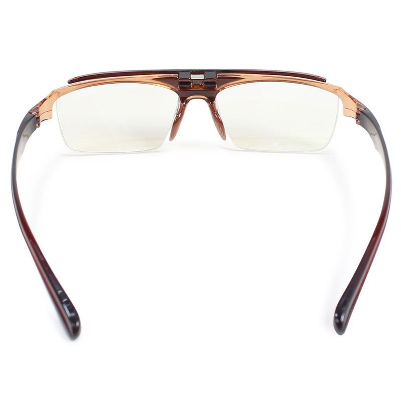 パール 跳ね上げ 老眼鏡 リーディンググラス ブルーライトカット CSTADO スクエア ブラウン +1.0 度数