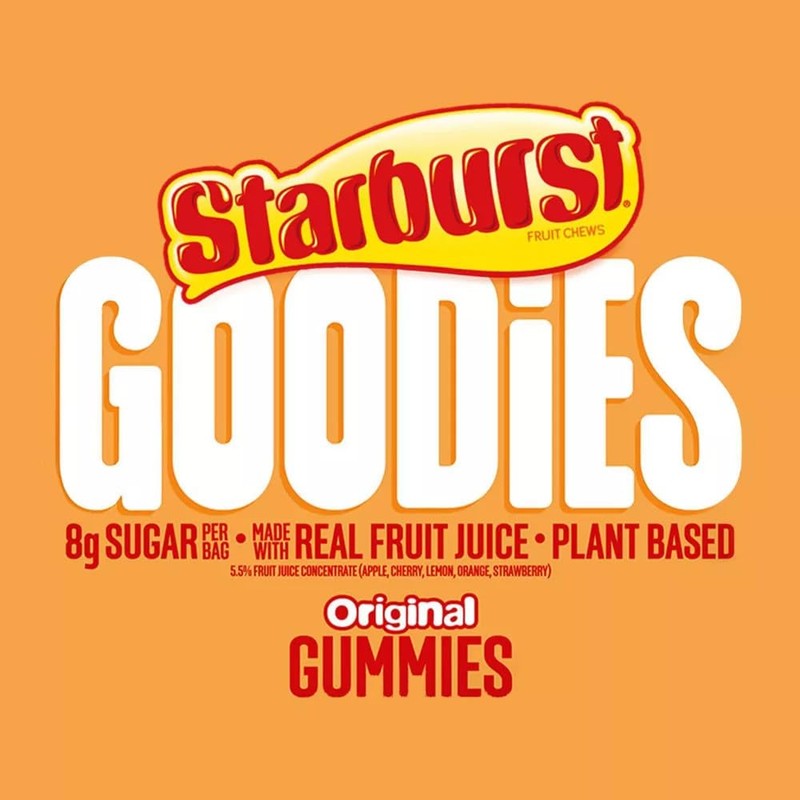 STARBURST GOODIES Original Low Sugar Plant-Based Fruit Gummy Candy, 1.8
