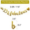 23 & Fabulous Banner, Pre-Strung, Funny Gold Paper Glitter Party