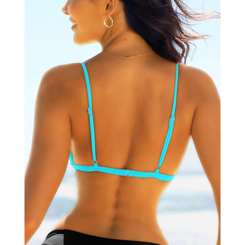 Aqua Eve - Bikini triangular sin parte inferior, Verde Azulado