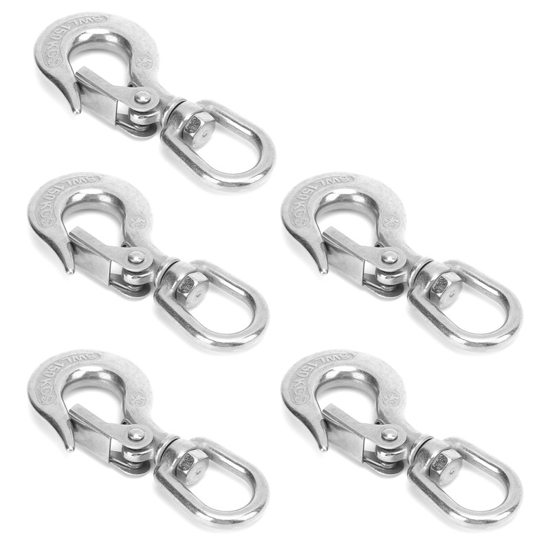 5pcs Stainless Steel Eye Slip Hook with Safety Latch Lifting