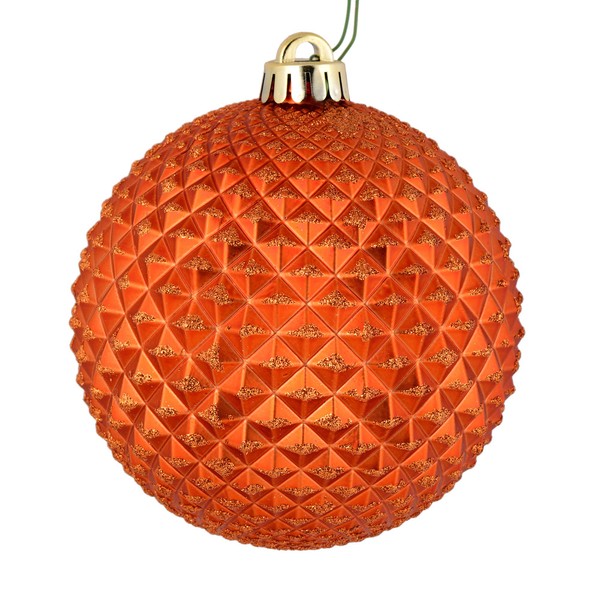 Vickerman 4" Christmas Ornament Ball, Burnished Orange Durian Ball with