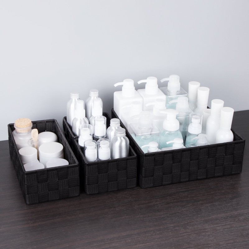 Posprica Woven Storage Baskets for Organizing, Small Black Baskets Cube