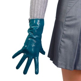 DooWay Lady Winter Warm Leather Driving Gloves PU Shine 28cm Teal Peacock Blue
