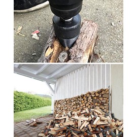Firewood Log Splitter 2 Pack 45mm+32mm Easy Log Splitting Drill Bits Heavy Duty Electric Drills Screw Cone Driver Tools Split Wood Efficiently for Dry Soft Woods + 4 Drill Attachments