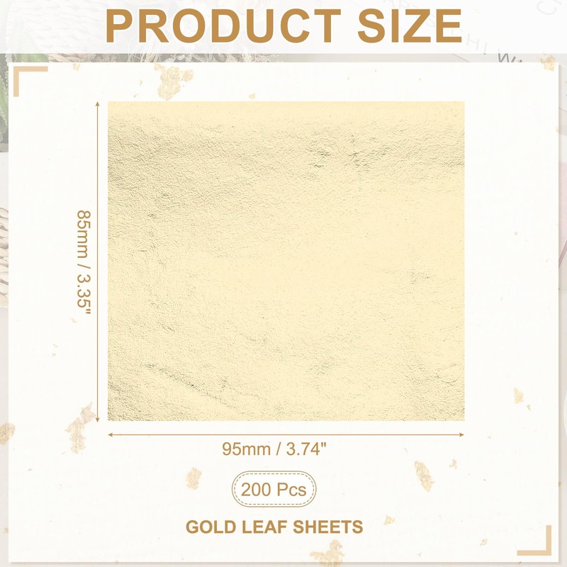 PATIKIL Gold Leaf Sheets for Art 8.5x9.5cm, 200 Pcs Gold