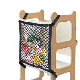 Red de seguridad para torre de aprendizaje para niños pequeños, red de seguridad para mayor seguridad y comodidad, diseño de doble capa con función de almacenamiento, ideal para juegos de