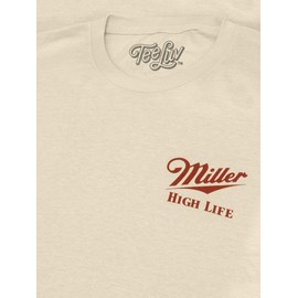 Tee Luv Men's Miller High Life The Champagne of Beers Double Sided Logo T-Shirt, Natural, L