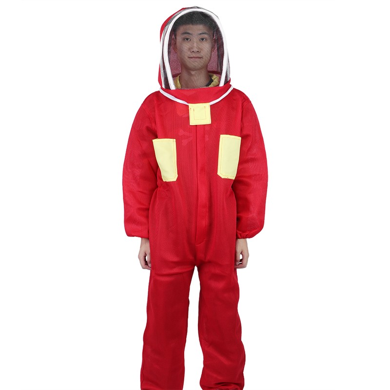 Red Beekeeping Protective Suit with Double Zipper Breathable Bee Suits